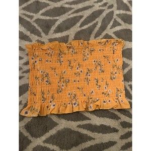 Yellow Floral Ruched Kendall and Kylie Tube Top